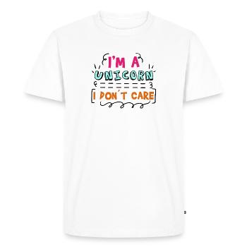 Je ne me soucie pas de la déclaration - T-shirt Premium bio Homme - blanc - Devant - Nico (187cm)