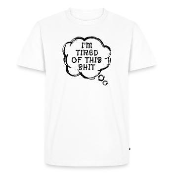 Je m’en fous Déclaration - T-shirt Premium bio Homme - blanc - Devant - Nico (187cm)