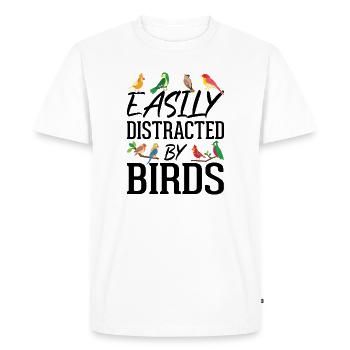 Easily Distracted by Birds - Men's Premium Organic T-Shirt - white - Front - Nico (187cm)