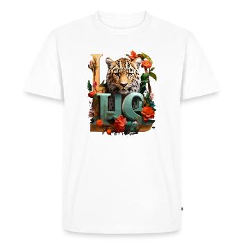 Tigre et fleurs amour - T-shirt Premium bio Homme - blanc - Devant - Nico (187cm)