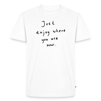 Tout simplement profiter - T-shirt Premium bio Homme - blanc - Devant - Nico (187cm)