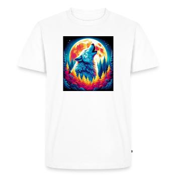 Wolf howls at the moon - Men's Premium Organic T-Shirt - white - Front - Nico (187cm)