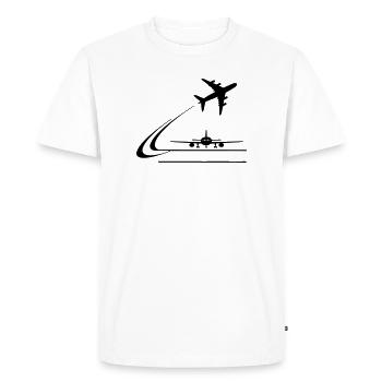 Front view airplane and away flying airplane - Men's Premium Organic T-Shirt - white - Front - Nico (187cm)