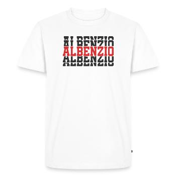 Albenzio t-shirt cadeau t-shirt texte empilé - T-shirt Premium bio Homme - blanc - Devant - Nico (187cm)
