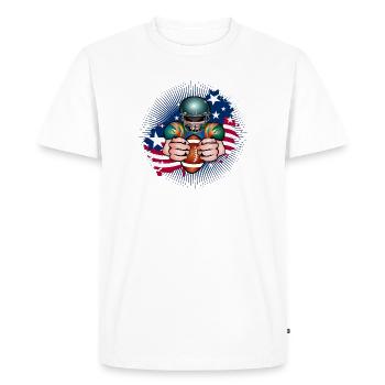 Joueur de football avec ballon de football et drapeau des États-Unis - T-shirt Premium bio Homme - blanc - Devant - Nico (187cm)