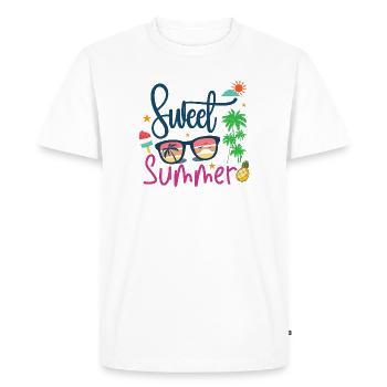 Doux été - T-shirt Premium bio Homme - blanc - Devant - Nico (187cm)