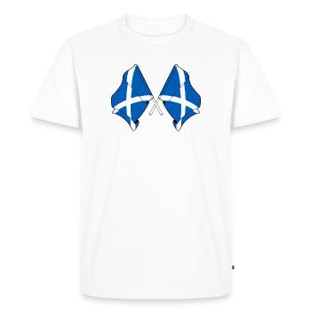 Deux drapeaux croisés de l’Ecosse - T-shirt Premium bio Homme - blanc - Devant - Nico (187cm)