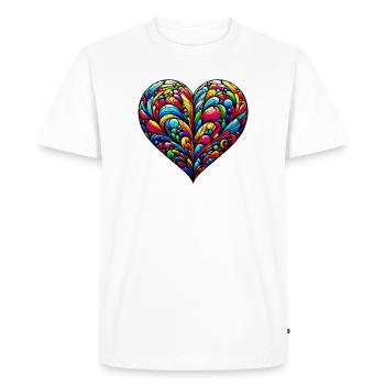 Colorful Heart - Men's Premium Organic T-Shirt - white - Front - Nico (187cm)
