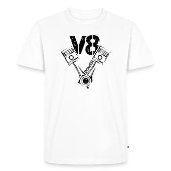 V8 Puissance Piston Muscle Cars Illustration Moteur - T-shirt Premium bio Homme - blanc - Devant - Nico (187cm)