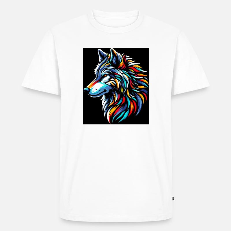 Wolf - Männer Premium Bio T-Shirt - Weiß