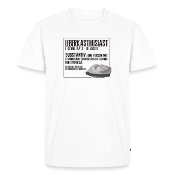 Leberkasthusiast – Leberka's Lifestyle Humor - Men's Premium Organic T-Shirt - white - Front - Nico (187cm)