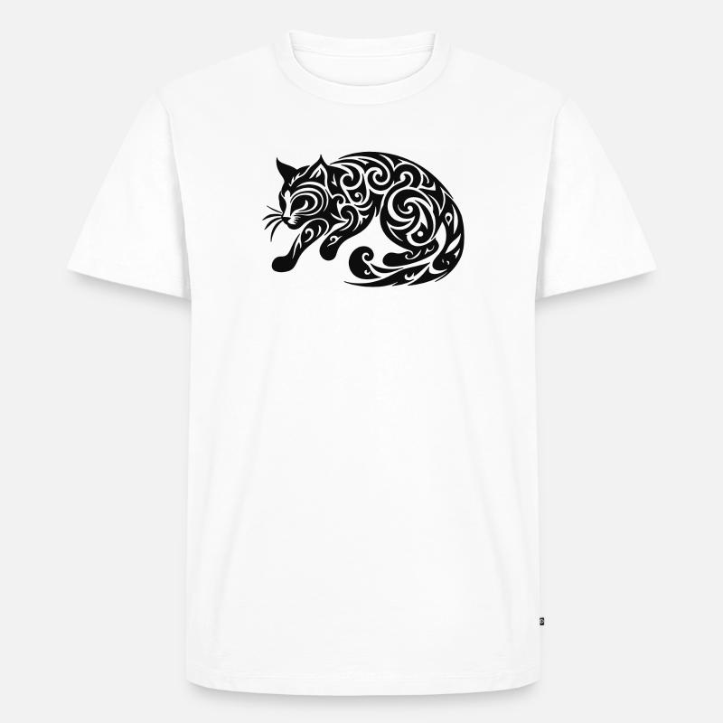 Schwarze Katze - Männer Premium Bio T-Shirt - Weiß