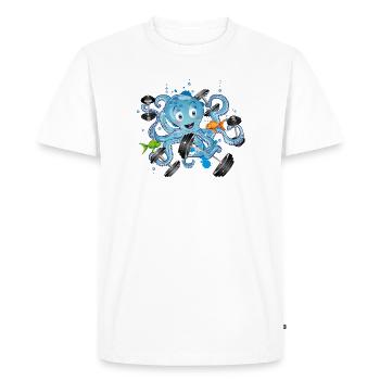 Bodybuilder octopus with dumbbells while exercising - Men's Premium Organic T-Shirt - white - Front - Nico (187cm)