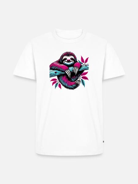 Sloth - Men's Premium Organic T-Shirt - white