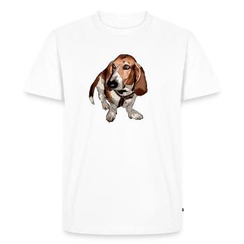 Basset - T-shirt Premium bio Homme - blanc - Devant - Nico (187cm)