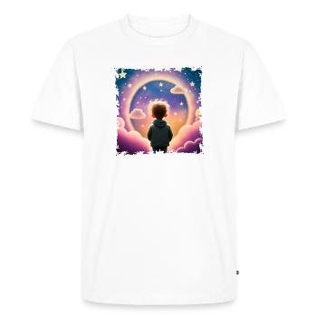 Boy looking into the distance star background - Men's Premium Organic T-Shirt - white - Front - Nico (187cm)