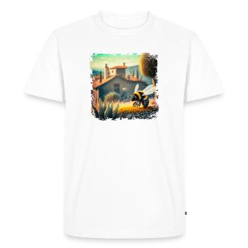 Paysage méditerranéen ensoleillé et une abeille - T-shirt Premium bio Homme - blanc - Devant - Nico (187cm)