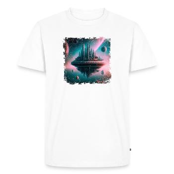 ville flottante dans l’univers - T-shirt Premium bio Homme - blanc - Devant - Nico (187cm)