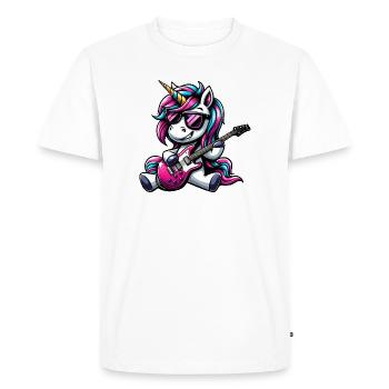 Rock & Metal Licorne guitariste Band Design - T-shirt Premium bio Homme - blanc - Devant - Nico (187cm)