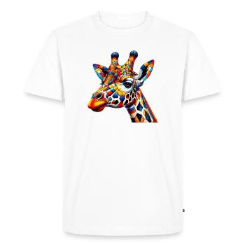 Girafe colorée et peinte comme Arlequin - T-shirt Premium bio Homme - blanc - Devant - Nico (187cm)