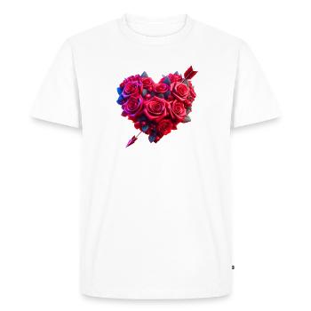 Coeur de rose (02) - T-shirt Premium bio Homme - blanc - Devant - Nico (187cm)