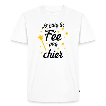 Je suis la Fée pas chier ! - T-shirt Premium bio Homme - blanc - Devant - Nico (187cm)