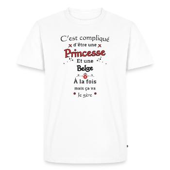 Princesse Belge - T-shirt Premium bio Homme - blanc - Devant - Nico (187cm)