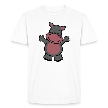 Hippopotame câlin - T-shirt Premium bio Homme - blanc - Devant - Nico (187cm)