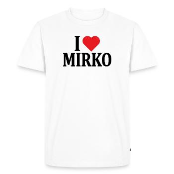 t-shirt I love Mirko t-shirt idée cadeau - T-shirt Premium bio Homme - blanc - Devant - Nico (187cm)