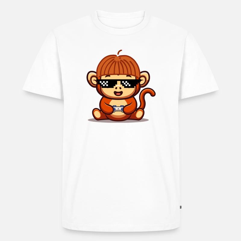 Gaming Affe - Männer Premium Bio T-Shirt - Weiß
