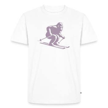Singe Gorille Chimpanzé Ski Silhouette Design - T-shirt Premium bio Homme - blanc - Devant - Nico (187cm)