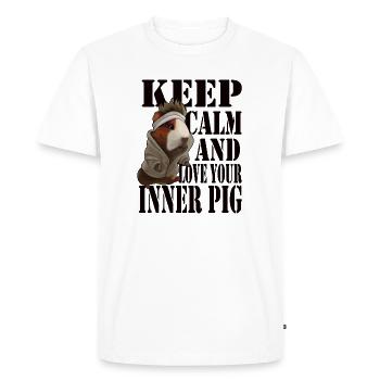 Keep Calm and Love Your Inner Pig - Men's Premium Organic T-Shirt - white - Front - Nico (187cm)
