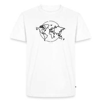 Croquis de carte du monde - T-shirt Premium bio Homme - blanc - Devant - Nico (187cm)