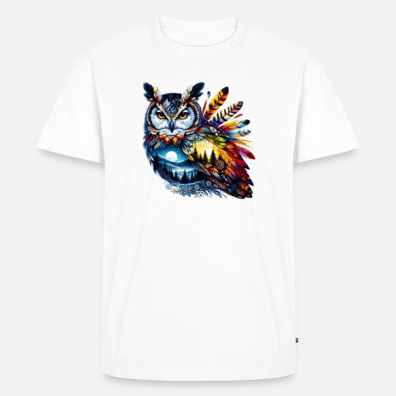 Eule - Männer Premium Bio T-Shirt - Weiß