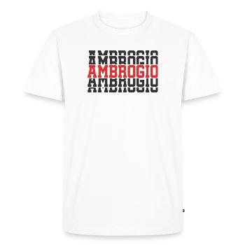 t-shirt Ambrogio cadeau t-shirt texte empilé - T-shirt Premium bio Homme - blanc - Devant - Nico (187cm)