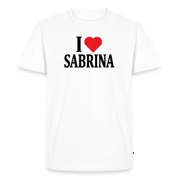 t-shirt I love Sabrina t-shirt idée cadeau - T-shirt Premium bio Homme - blanc - Devant - Nico (187cm)