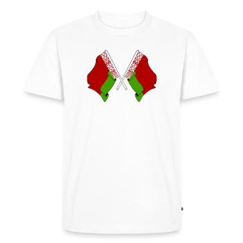 Deux drapeaux croisés de Russie blanche - T-shirt Premium bio Homme - blanc - Devant - Nico (187cm)