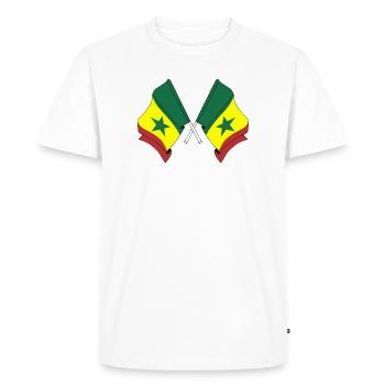 Deux drapeaux croisés du Sénégal - T-shirt Premium bio Homme - blanc - Devant - Nico (187cm)