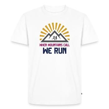 Trail Runners - Quand la montagne vous appelle - We Run - T-shirt Premium bio Homme - blanc - Devant - Nico (187cm)