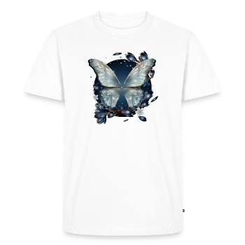 Papillon fantaisie avec magnolia noir - T-shirt Premium bio Homme - blanc - Devant - Nico (187cm)