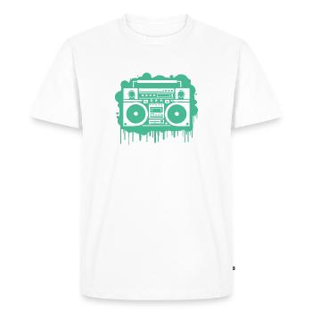 Boom Box cyan (transparent) - T-shirt Premium bio Homme - blanc - Devant - Nico (187cm)