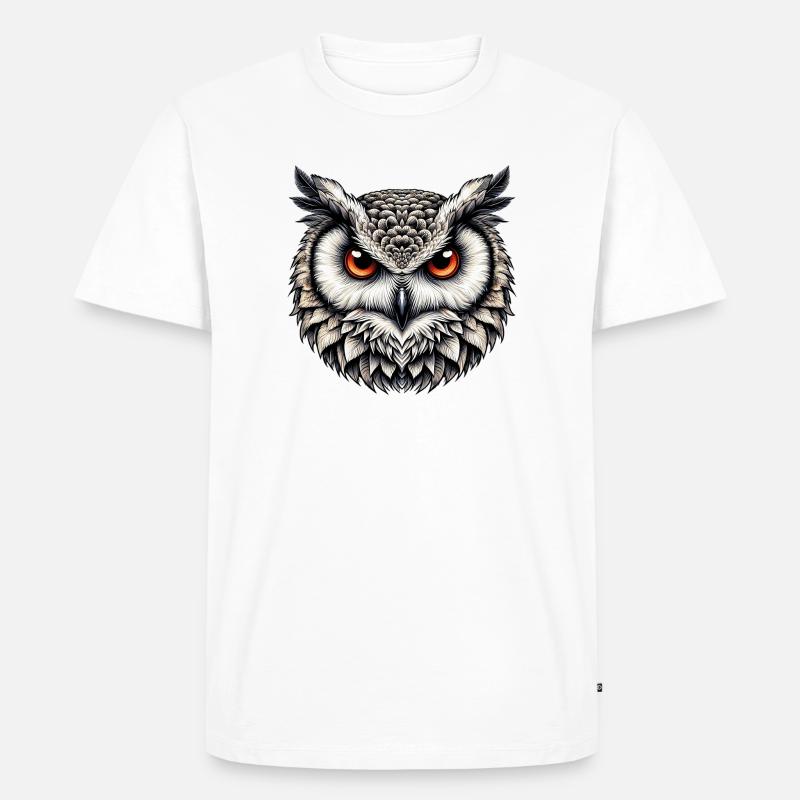 Eule - Männer Premium Bio T-Shirt - Weiß