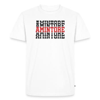 Amintore t-shirt cadeau t-shirt texte empilé - T-shirt Premium bio Homme - blanc - Devant - Nico (187cm)