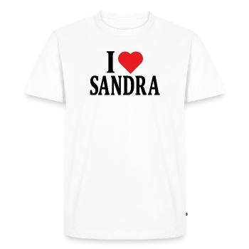 I Love Sandra T-Shirt Gift Idea - Men's Premium Organic T-Shirt - white - Front - Nico (187cm)