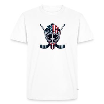Hockey sur glace USA Drapeaux Casque Sport - T-shirt Premium bio Homme - blanc - Devant - Nico (187cm)