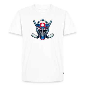Ice Hockey Slovakia Flag Helmet Sport - Men's Premium Organic T-Shirt - white - Front - Nico (187cm)