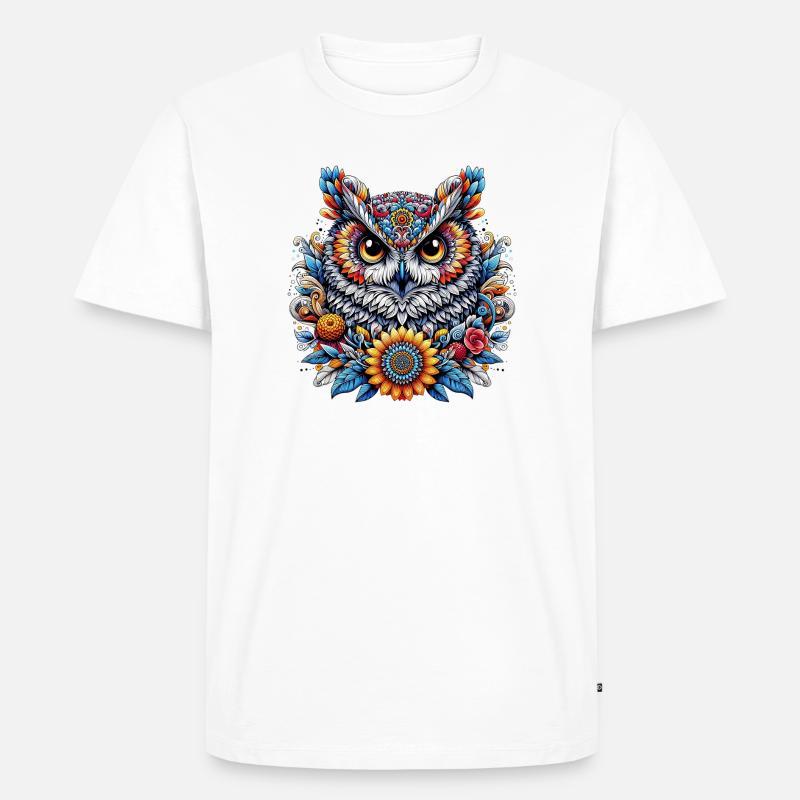 Eule - Männer Premium Bio T-Shirt - Weiß
