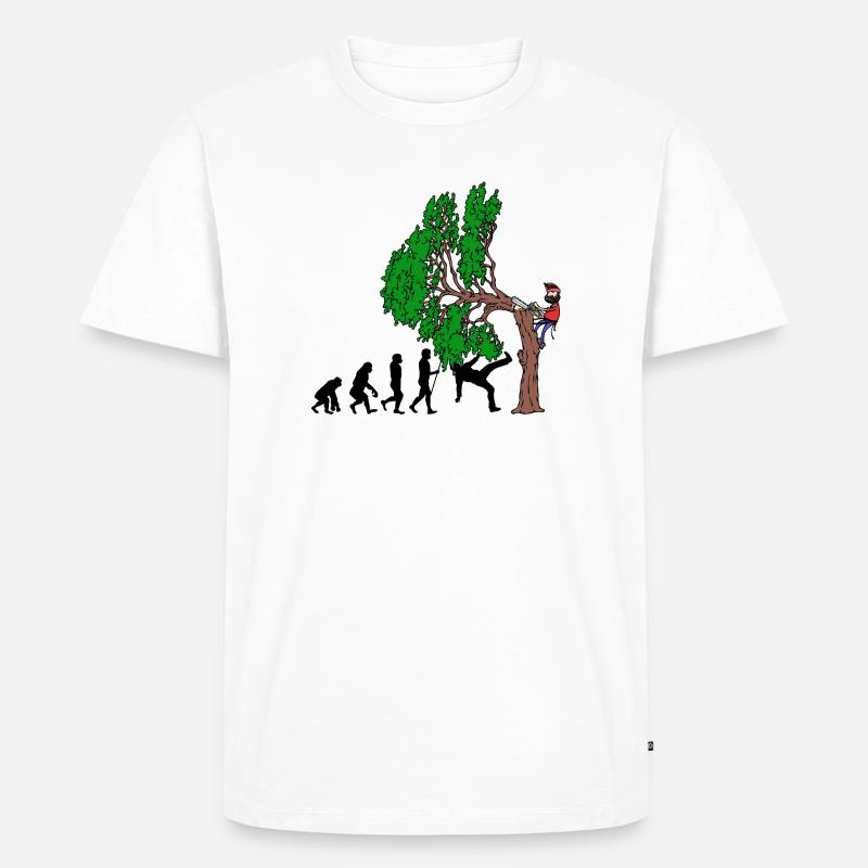Baum Evolution Holz Holzfäller Baumfäller Wald - Männer Premium Bio T-Shirt - Weiß