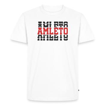 t-shirt Amleto t-shirt idée cadeau texte empilé - T-shirt Premium bio Homme - blanc - Devant - Nico (187cm)