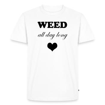 Weed All Day Long Heart - Men's Premium Organic T-Shirt - white - Front - Nico (187cm)